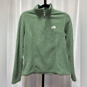 North Face Green Aljo 1/4 Zip Pullover Light Weight Fleece Jacket | size Small